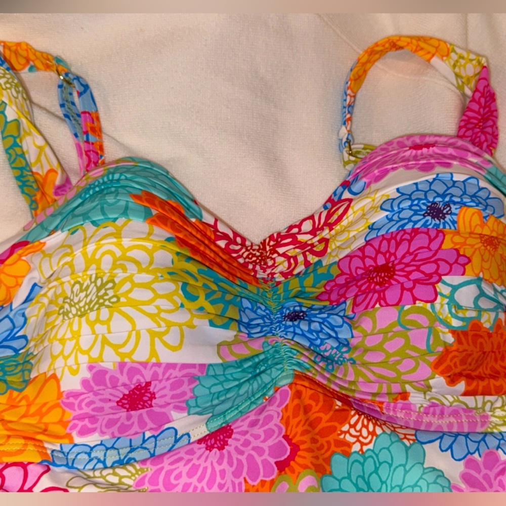 BLEU Rod Beattie SWIMSUIT, SHIRRED Slimming Tummy Control Bright Colorful $129 - Picture 5 of 15